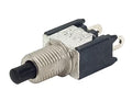 PUSHBUTTON SWITCH/SPST (single pole single throw), panel mount, silver plating, momentary push, black, off-(on)