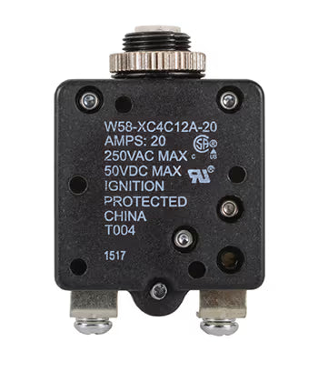 W58 Series Circuit Breaker | 20 Amp Rating, Push Actuator