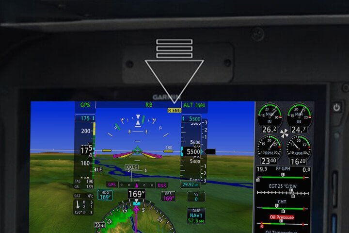A yellow annunciator for the associated inoperative engine is conveniently displayed on the Garmin G500 TXi or G600 TXi flight display.